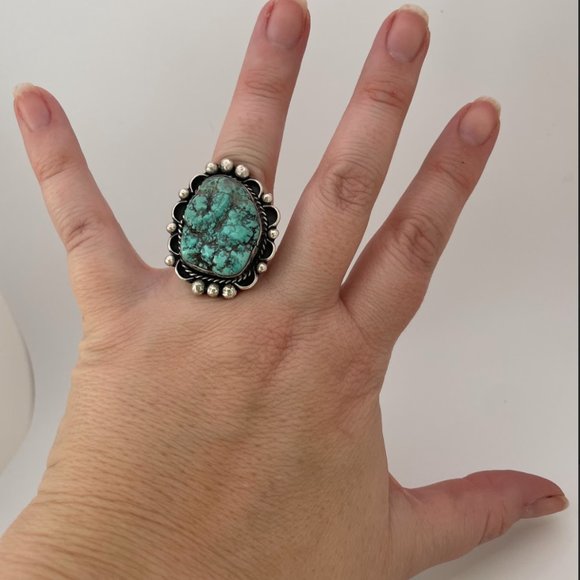 Rough Turquoise and Sterling Silver Ring - Picture 9 of 13